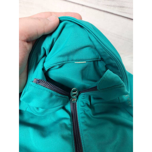 Under Armour Womens Track Jacket Green Pockets Full Zip Mid Stand-Up Logo S - Picture 5 of 5